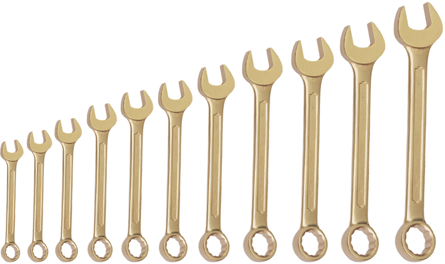 Combination wrench set, 13-piece, non-sparking/low-sparking