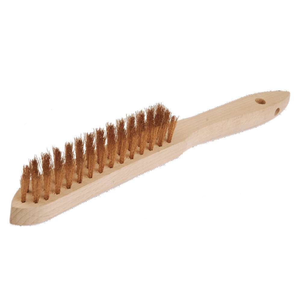 Brosse à main, fil de bronze à l'étain ondulé, 290 mm, nombre de rangées 3