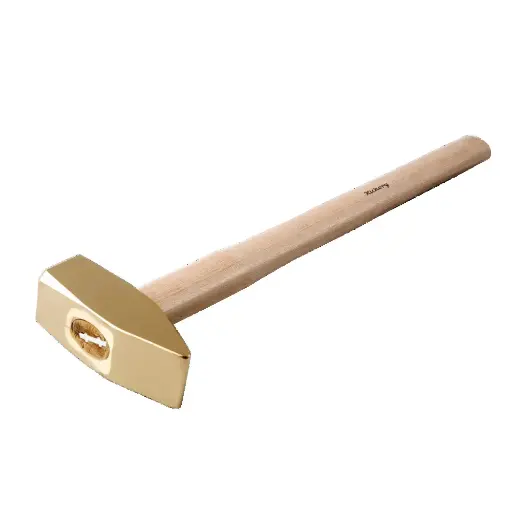 Non-sparking sledge hammer, similar to DIN 1042, with hickory handle