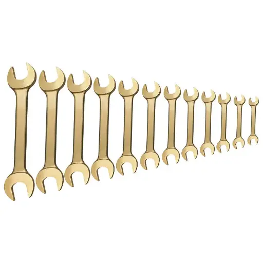 [0010000S] 12-piece double open-end wrench set, non-sparking, 6-32 mm